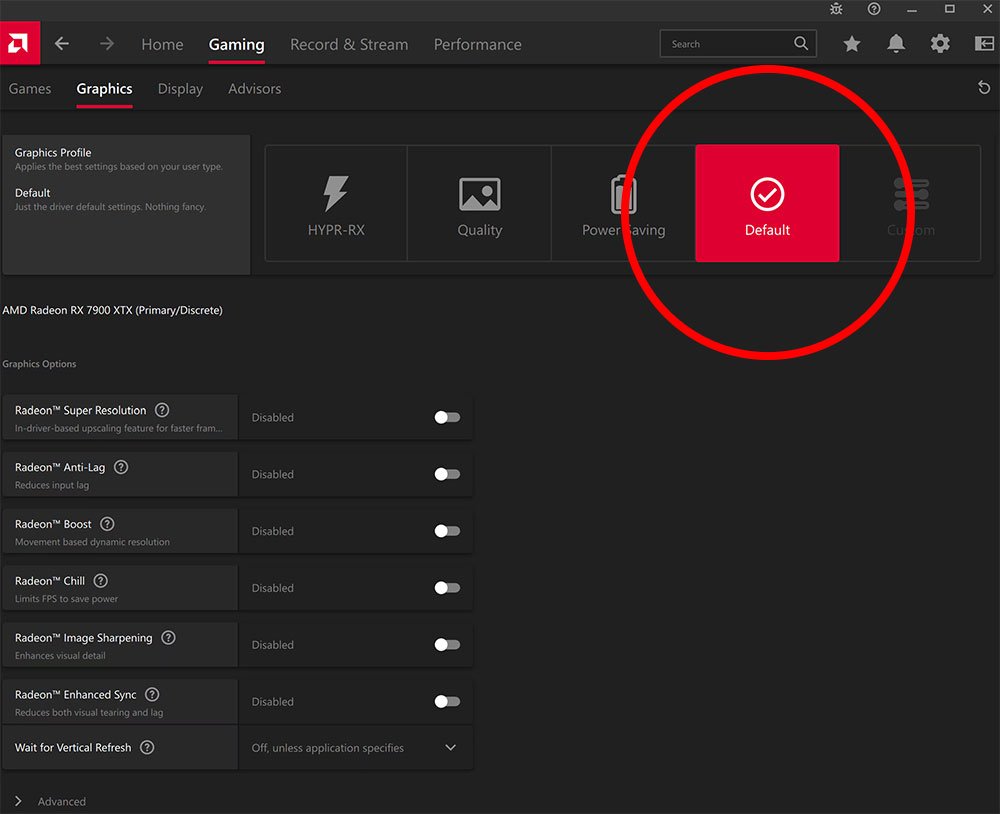 AMD/Radeon filters screenshot